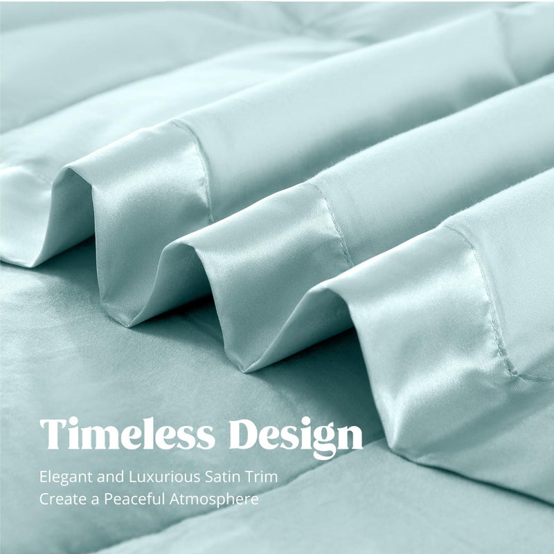 puredownÂ® Blankets King Size - Soft Lightweight Down Blanket for Bed, Cozy Warm Luxury Bed Blanket with Satin Trim, Blue (108"X90") - Image 4